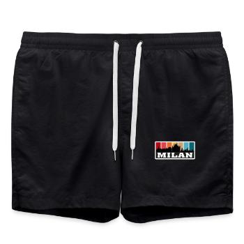 Milan Italie Voyage Souvenir Skyline Silhouette Ita - Short de bain - noir - Devant - AI Model Male 185 light (185cm)