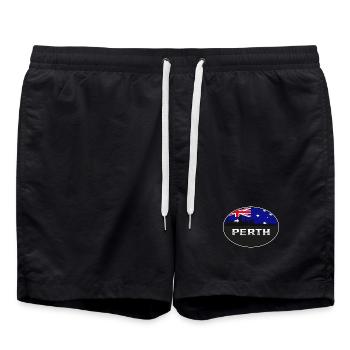 Perth Australien Skyline Silhouette australische Flagge - Badeshorts - Schwarz - Vorne - AI Model Male 185 light (185cm)