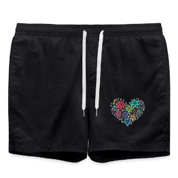 Natur Herz Blühen - Badeshorts - Schwarz - Vorne - AI Model Male 185 light (185cm)