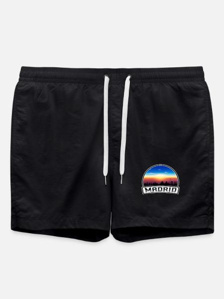 Madrid Spanien Skyline Vintage Sonnenuntergang Reise Souveni - Badeshorts - Schwarz