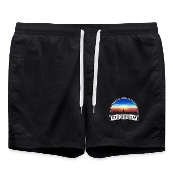 Stockholm Suède Skyline Vintage Sunset Travel Sou - Short de bain - noir - Devant - AI Model Male 185 light (185cm)
