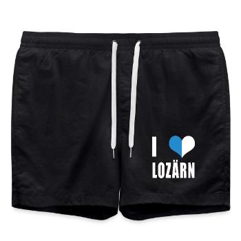 i love Lozärn Luzern Amour coeur Suisse cadeau - Short de bain - noir - Devant - AI Model Male 185 light (185cm)