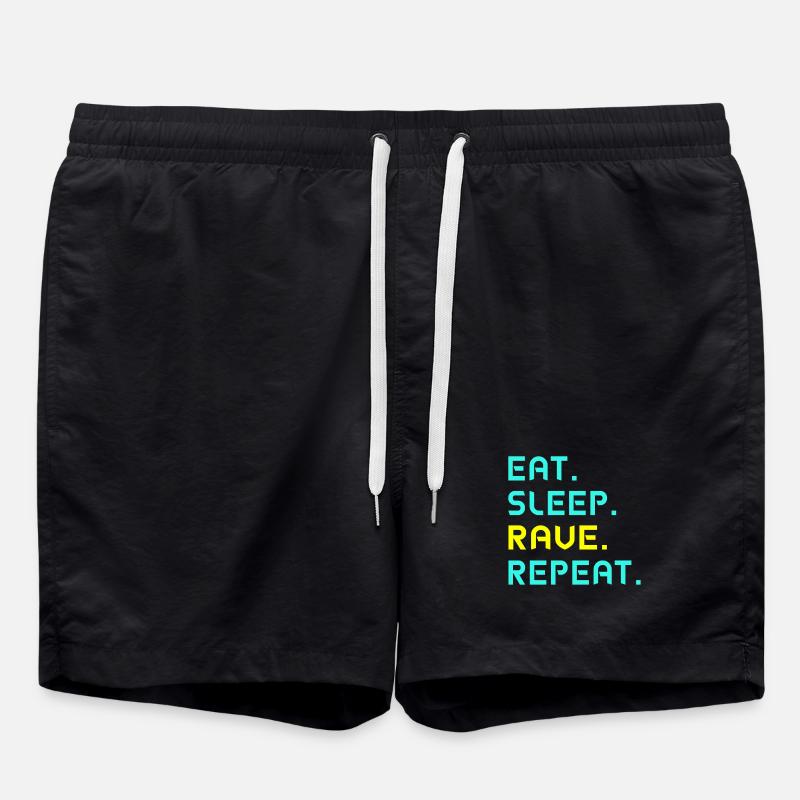 Eat. Sleep. Rave. Repeat. - Badeshorts - Schwarz