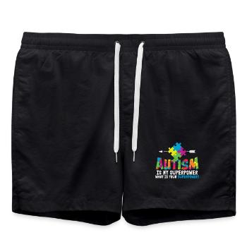 L’autisme est ma superpuissance sensibilisation à l’autisme - Short de bain - noir - Devant - AI Model Male 185 light (185cm)