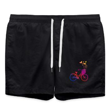Damenrad, Fahrrad Schmetterlinge - Badeshorts - Schwarz - Vorne - AI Model Male 185 light (185cm)
