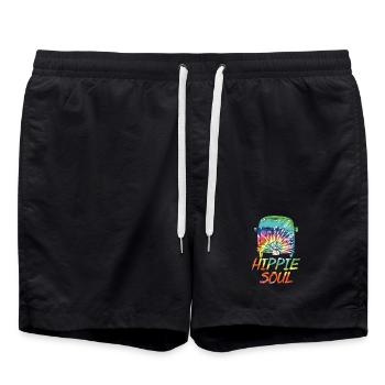 Colorful Hippy Van Peace Symbol Hippie - Swim Trunks - black - Front - AI Model Male 185 light (185cm)