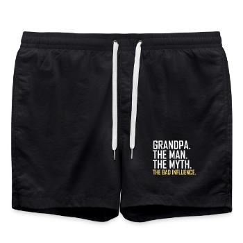 Grandpa Man Myth The Bad Influence - Swim Trunks - black - Front - AI Model Male 185 light (185cm)