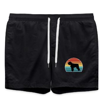 Bouvier Des Flandres Hund Silhouette Vintage Sonnenuntergang - Badeshorts - Schwarz - Vorne - AI Model Male 185 light (185cm)