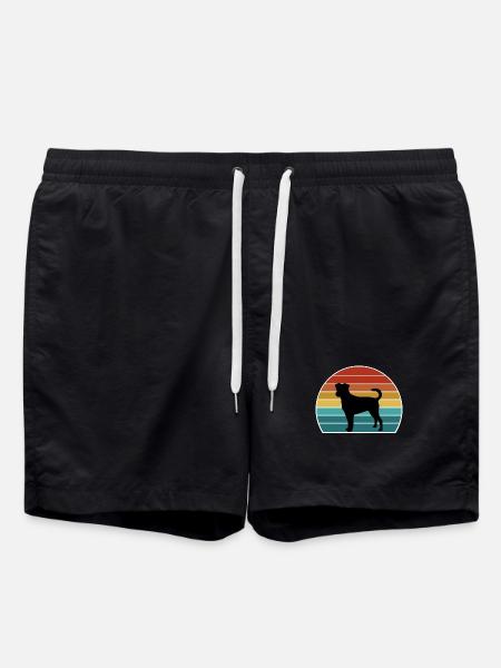 Dänisch Schwedischer Farmhund Hund Silhouette Vintage Sonnen - Badeshorts - Schwarz