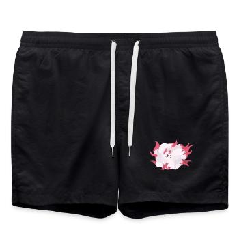 Kitsune Kawaii Cartoon Illustration Artwork für Ki - Badeshorts - Schwarz - Vorne - AI Model Male 185 light (185cm)