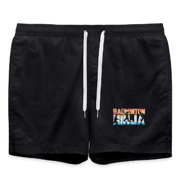 Badminton Ninja Badminton Spieler - Badeshorts - Schwarz - Vorne - AI Model Male 185 light (185cm)