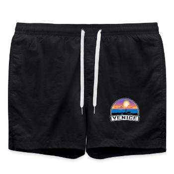 Venedig Italien Skyline Vintage Sonnenuntergang Reisen Souveni - Badeshorts - Schwarz - Vorne - AI Model Male 185 light (185cm)