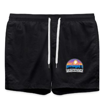 Groningen Pays-Bas Skyline Vintage Sunset Trave - Short de bain - noir - Devant - AI Model Male 185 light (185cm)