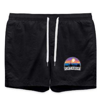 Catane Italie Skyline Vintage Sunset Travel Souven - Short de bain - noir - Devant - AI Model Male 185 light (185cm)