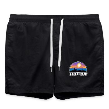 Kiel Deutschland Skyline Vintage Sunset Travel Souveni - Badeshorts - Schwarz - Vorne - AI Model Male 185 light (185cm)