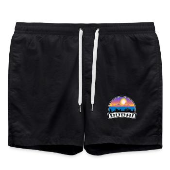 Dubai Uae Skyline Vintage Sonnenuntergang Reise Souvenir - Badeshorts - Schwarz - Vorne - AI Model Male 185 light (185cm)