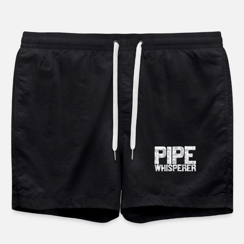 Plumber Design Pipe Whisperer - Swim Trunks - black