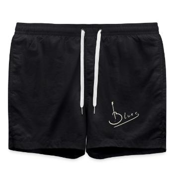 Bluesgitarre - Badeshorts - Schwarz - Vorne - AI Model Male 185 light (185cm)