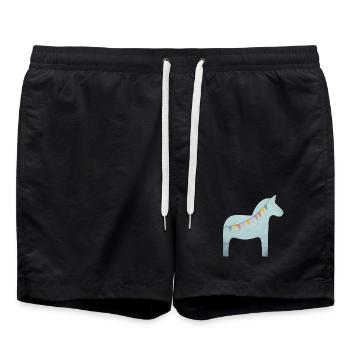 Dala cheval fanion Pastel cheval scandinave Hygge - Short de bain - noir - Devant - AI Model Male 185 light (185cm)