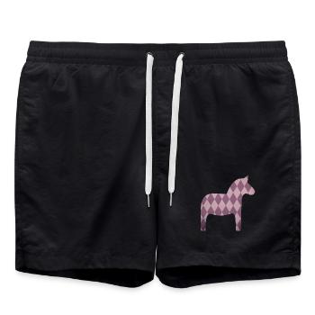 Dala Horse Diamonds Pink Horse Girl Scandinave - Short de bain - noir - Devant - AI Model Male 185 light (185cm)