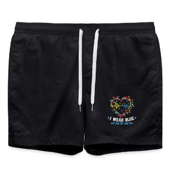 Je porte du bleu pour mon fils Autism Design - Short de bain - noir - Devant - AI Model Male 185 light (185cm)