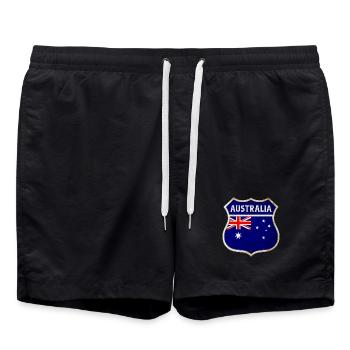 Australien Wappen Flaggen Design - Badeshorts - Schwarz - Vorne - AI Model Male 185 light (185cm)