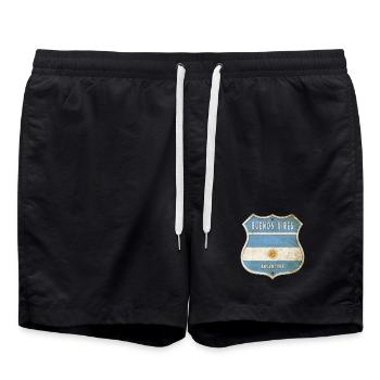 Buenos Aires Argentine Armoiries Drapeaux Design - Short de bain - noir - Devant - AI Model Male 185 light (185cm)