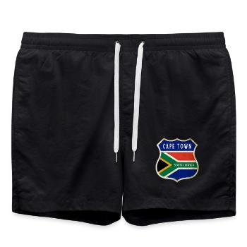 Le Cap Afrique du Sud Armoiries Drapeaux Design - Short de bain - noir - Devant - AI Model Male 185 light (185cm)