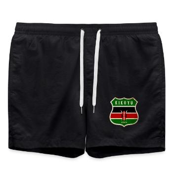 Kikuyu Kenya Armoiries Drapeaux Design - Short de bain - noir - Devant - AI Model Male 185 light (185cm)