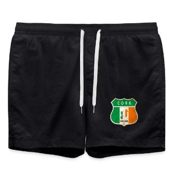 Cork Ireland Coat of Arms Flags Design - Swim Trunks - black - Front - AI Model Male 185 light (185cm)