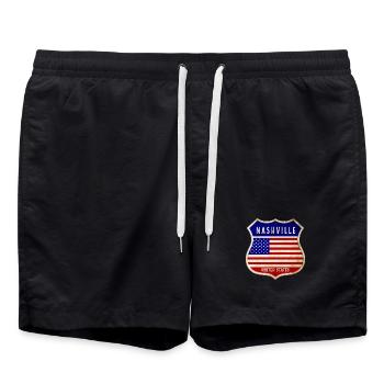 Nashville États-Unis Armoiries Drapeaux - Short de bain - noir - Devant - AI Model Male 185 light (185cm)