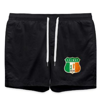 Galway Ireland Coat of Arms Flags Design - Swim Trunks - black - Front - AI Model Male 185 light (185cm)