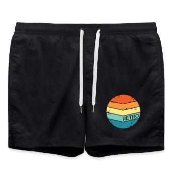 retro symbol kreis Kreise Logo symbole classic - Badeshorts - Schwarz - Vorne - AI Model Male 185 light (185cm)