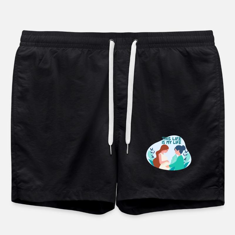 Hebamme Schwanger Geburtshelfer - Badeshorts - Schwarz