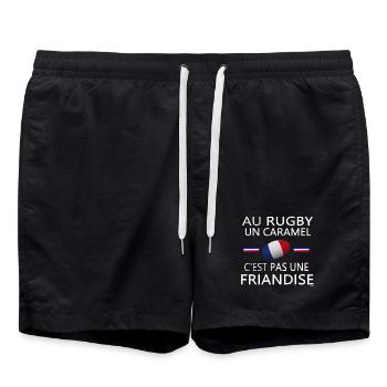 rugby, rugby sport, rugby humour, rugbyman - Short de bain - noir - Devant - AI Model Male 185 light (185cm)