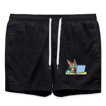 Laptop Home Office Statement Cat Coffee Career - Swim Trunks - black - Front - AI Model Male 185 light (185cm)