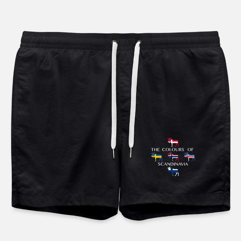 Scandinavia Flags Moose Colors Norway - Swim Trunks - black