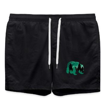 Climate Change Environmental Protection Bear - Swim Trunks - black - Front - AI Model Male 185 light (185cm)