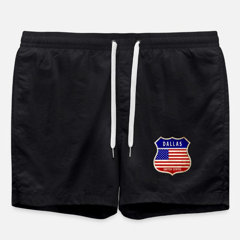 Dallas ÉTATS-UNIS Armoiries Drapeaux - Short de bain - noir