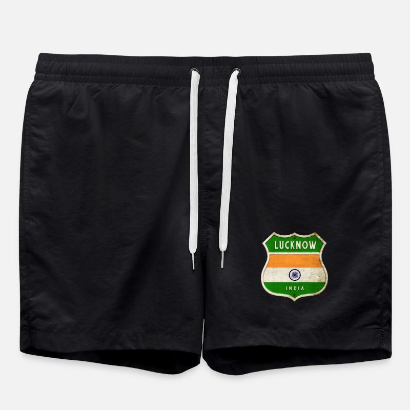 Lucknow Inde Armoiries Drapeaux Design - Short de bain - noir