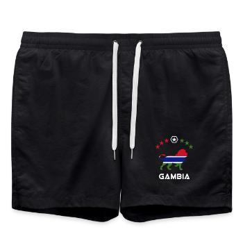 Design drapeau lion Gambie - Short de bain - noir - Devant - AI Model Male 185 light (185cm)