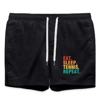 Citation de tennis Mangez dormir Tennis Répéter - Short de bain - noir - Devant - AI Model Male 185 light (185cm)
