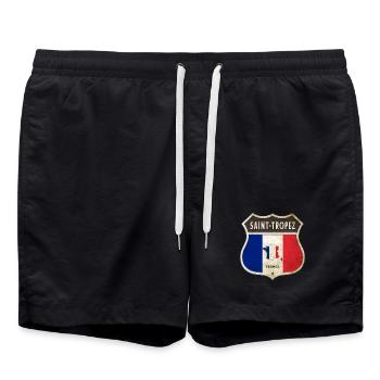 Saint-Tropez Frankreich Wappen Flaggen Design - Badeshorts - Schwarz - Vorne - AI Model Male 185 light (185cm)