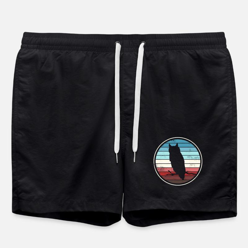Owl Owls - Swim Trunks - black