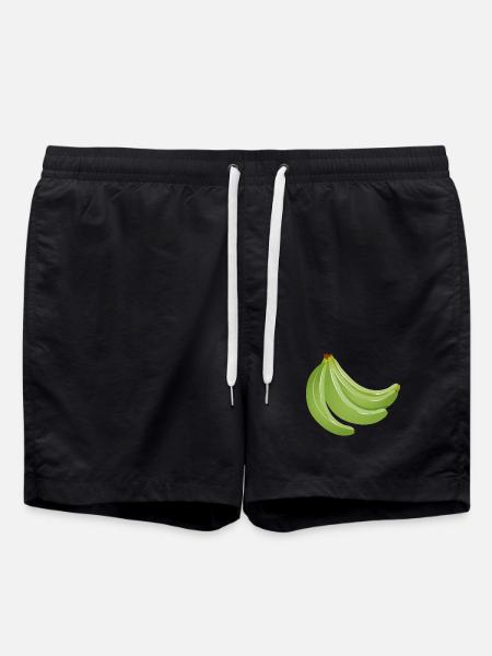 vier leuchtend grüne unreife Bananen - Badeshorts - Schwarz
