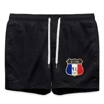Dijon Frankreich Wappen Flaggen Design - Badeshorts - Schwarz - Vorne - AI Model Male 185 light (185cm)