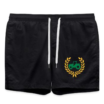 Traktor Lorbeerkranz Bauernhof - Badeshorts - Schwarz - Vorne - AI Model Male 185 light (185cm)