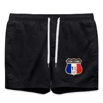 Saint-Étienne France Armoiries Drapeaux Design - Short de bain - noir - Devant - AI Model Male 185 light (185cm)