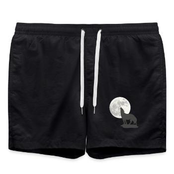 schöne wildtiermotive, Heulende Wolfsilhouette - Badeshorts - Schwarz - Vorne - AI Model Male 185 light (185cm)