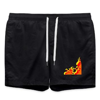 flammen Eckmuster, cooles naturmuster, beliebt - Badeshorts - Schwarz - Vorne - AI Model Male 185 light (185cm)